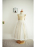Gold Sequin Ivory Tulle Rustic Flower Girl Dress